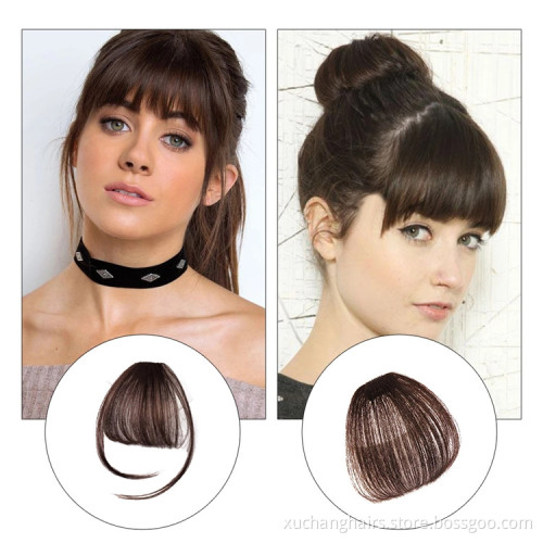 Popular Air Bangs Hairpiece Neat Thin 100% Real Human Hair Bangs Extensions Clip In Bangs Fringe For Women